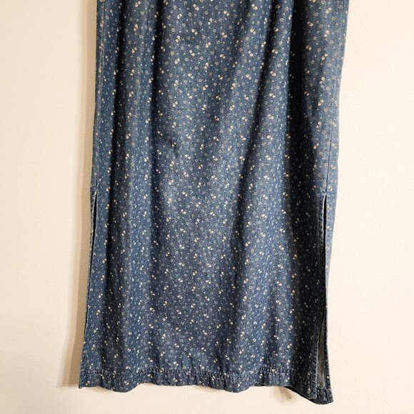 Vtg AMI Women Denim/Jean Midi Fit Flare Floral Skirt Sz10 Y2K Retro Look Western - Picture 5 of 14